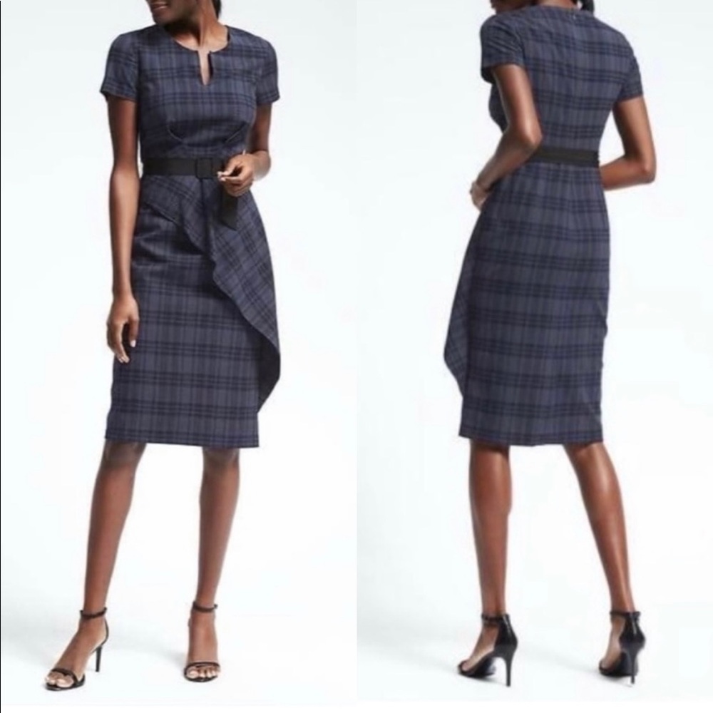 Plaid navy Banana Republic dress size 8